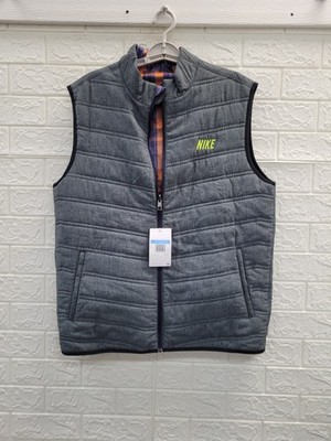 New Nike Golf Sport Reversible Vest Grey Plad Zip Up Size Medium US