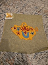 Vintage Needlepoint Canvas Preworked Paragon Pig Piglet 1970s Folk Art
