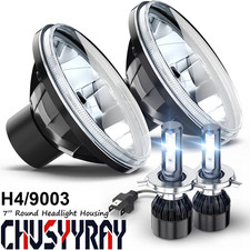 For Chevy C10 C20 C30 K10 G20 7 Inch Round Led Headlight Hilo Beam Bulb Black