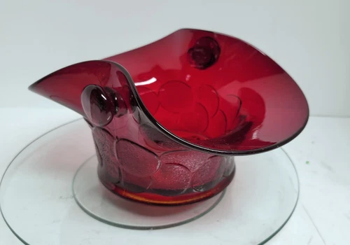 Fenton Glass Ruby Red Macaroon Cookies Basket Vintage