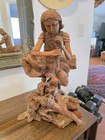 Hand Carved Wood Statue St. George Burlwood Base Missing Spear/staff  — photo 1