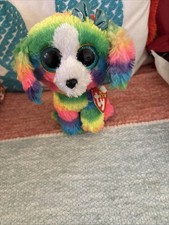 Ty Beanie Boos - LOLA the Rainbow Dog Claire's Exclusive Style 36948 NEW 6” 15cm