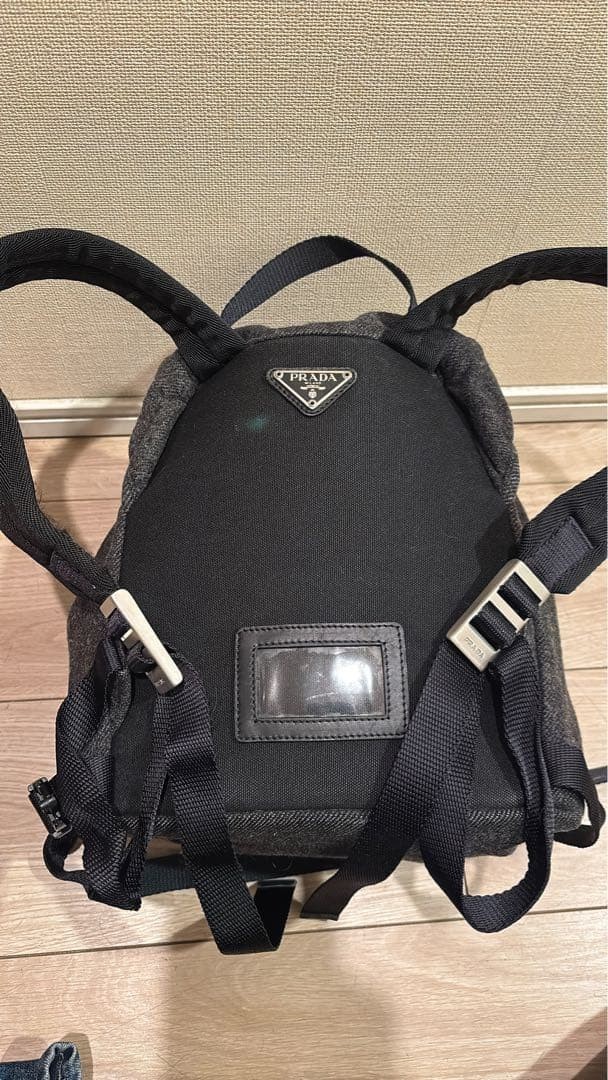 PRADA Wool Leather Mini Drawstring Backpack Gray … - image 2