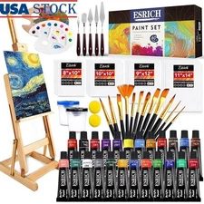 Acrylic Painting Set 60PCS Art Supplies Brushes Easel Canvas Gift Artists New