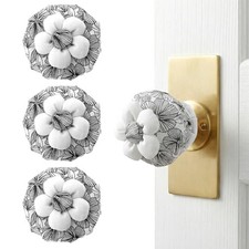 3Pcs Door Knob Cover with Floral, Reusable Cotton Door Knob Protector -