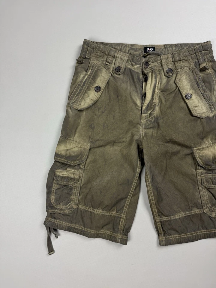 Pantalones Cortos D&G Dolce & Gabbana Hombre Carga Multibolsillo Estilo Militar Y2K Talla 44 S Foto 2 de 4