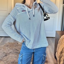 Vineyard Vines Striped Hoodie Sweatshirt Navy White Coastal Nautical Size Large