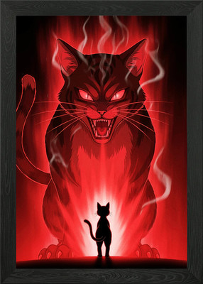 Riesige Katze Schatten Katze gerahmtes Wandbild Poster Leinwanddruck Bild