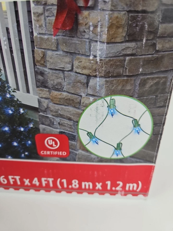 Holiday Time 150 AZUL Luces de Red 6’ x 4’ Alambre Verde Navidad Decoración Exterior NUEVO Foto 3 de 4