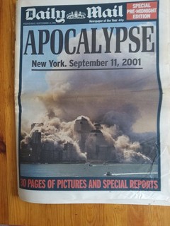 9/11 UK Newspaper Reports of the 2001 NYC Twin Towers Attacks. September 11th.