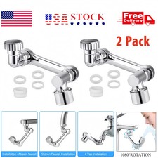 2PCS Extension Rotate Robotic Faucet Extender Arm Tap Universal 1080 Swivel US