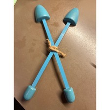 Vintage shoe trees stretchers keepers blue metal and wood retro decor