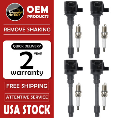 4 Ignition Coils + 4 Spark Plugs for Honda Accord Civic CR-V Insight Clarity