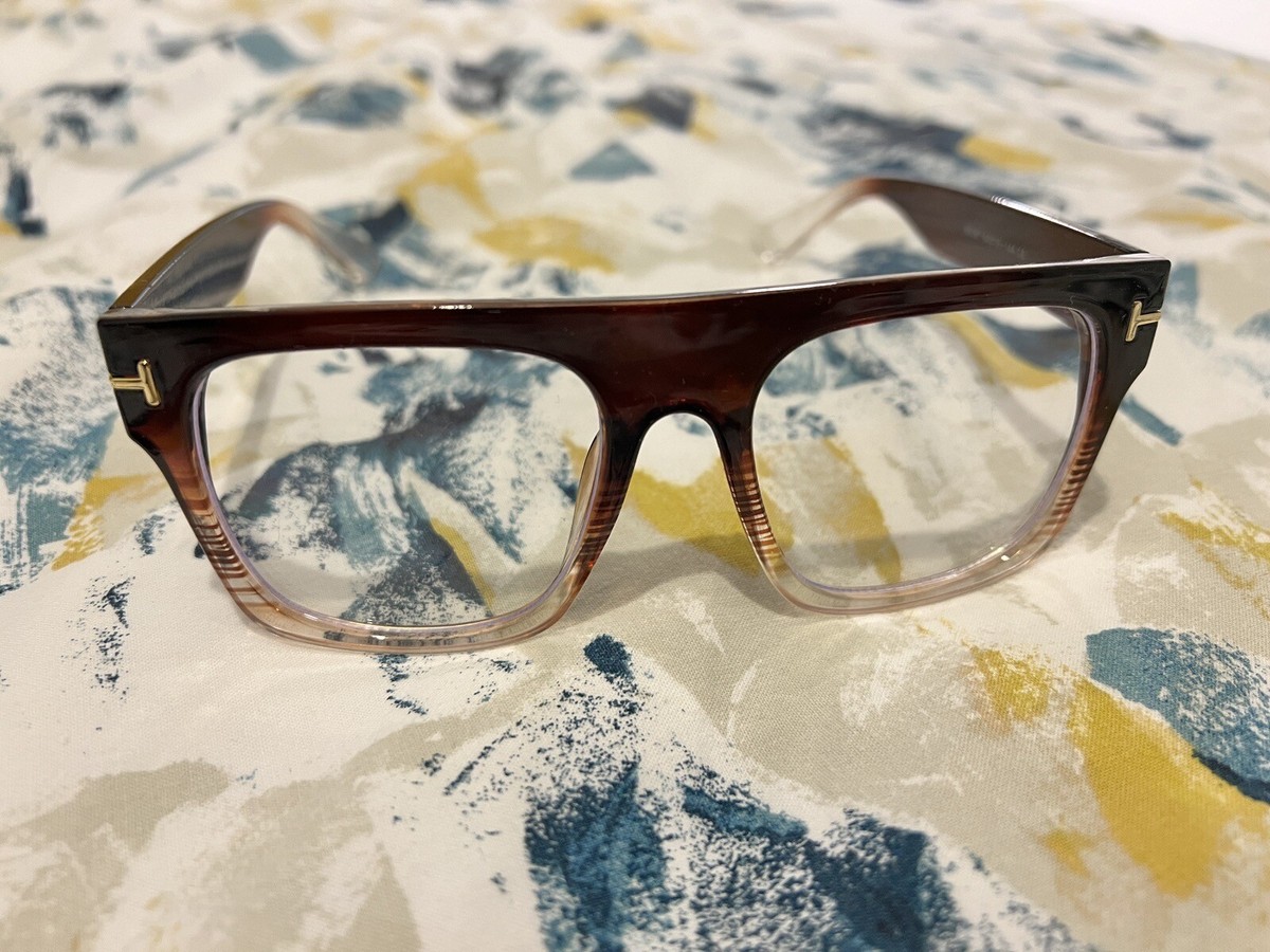 Large Square Glasses Frame Brown Transparent Unbranded