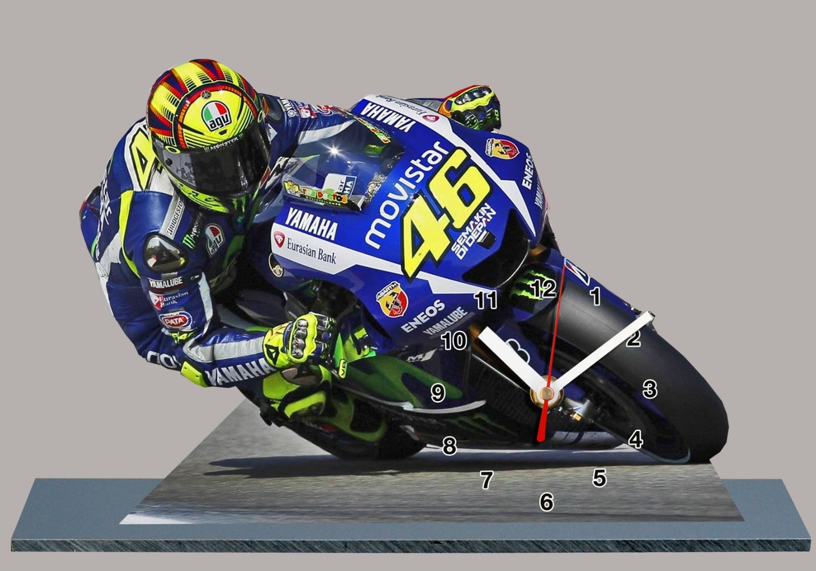Horloge Moto GP Yamaha Valentino Rossi 2009 en métal de 30x20 cm pour passionnés