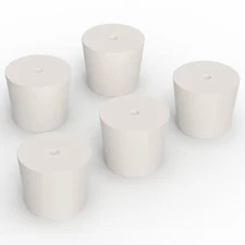 Solid Rubber Stoppers with Single Hole Size 7# Set of 5 Precision Tapered Lab...