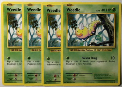POKEMON 4X WEEDLE LV.12 5/108 XY EVOLUTIONS COMMON NEAR MINT-PLAYSET