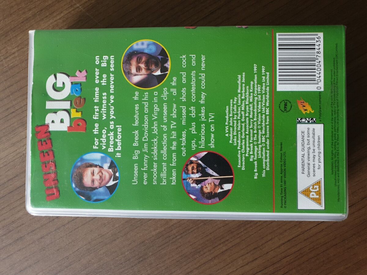 Unseen Big Break - Jim Davidson - John Virgo - Snooker PAL VHS Video Tape (T206) Unseen Big Break - Jim Davidson - John Virgo - Snooker PAL VHS Video Tape (T206)