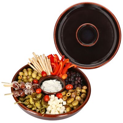 2x Juego Tapas Schale Ø33,5cm Ton Cazuela groß Dipschälchen Antipasti Fingerfood