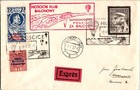 1937  Poland Rzeszow Moscice club Ballon Flight Airmail Express Cover to Warsaw — photo 1