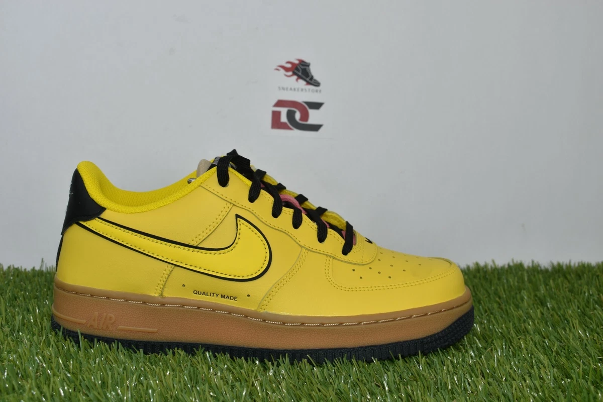 Nike Air Force 1 GS - Black - Speed Yellow 