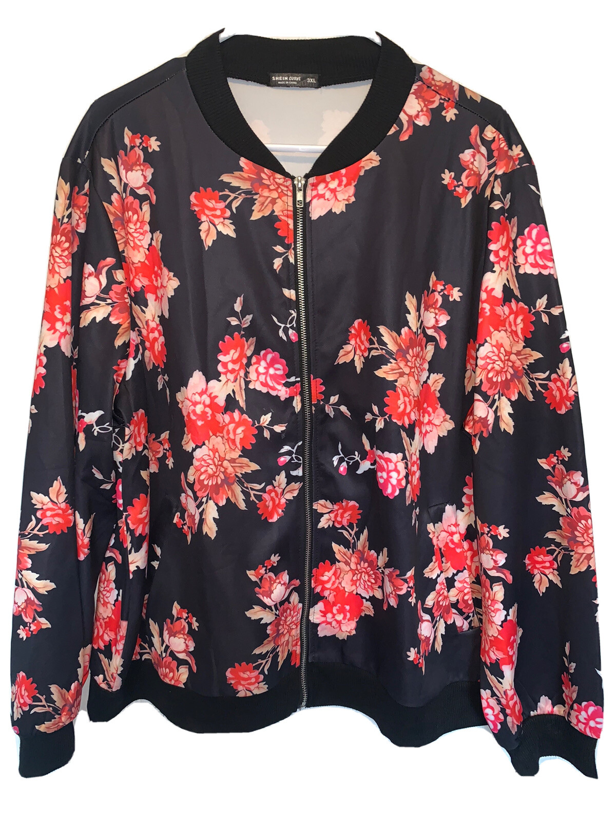 3XL Black Floral Bomber Jacket 