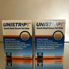 Unistrip 1 Blood Glucose Test Strips 100 Qty.  Exp 07/2026. Free shipping  