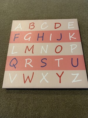 Canvas Wall Hanging Art Kids Room Alphabet ABCDE... 12 x12  (CC)