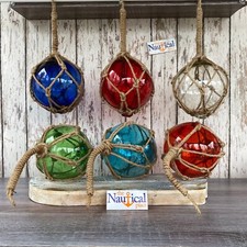 Medium 5" Glass Fishing Floats - Red, Blue, Green, Aqua, Clear, Amber - Nautical