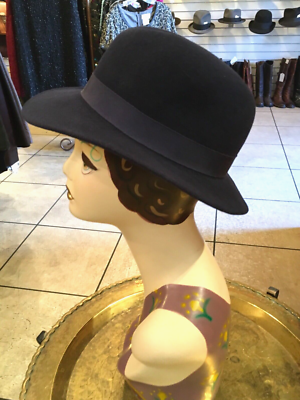Vintage Arlin 100% Wool Bolero Boater Hat Black Chin Strap Size Medium 22” Arlin | Accessories | Vintage Arlin 0 Wool Bolero Boater Hat  main image 4