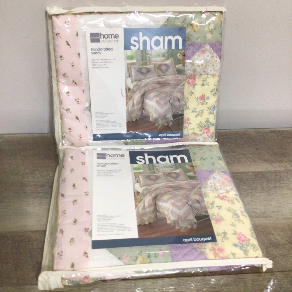 Par de fundas de almohada estándar JC Penney Home Collection ~ ramo de abril nuevo con etiquetas Foto 2 de 4