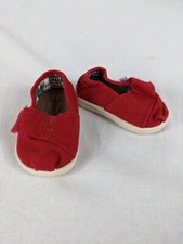 TOMS Toddler Slip On Red Canvas Shoes Unisex Baby Alpargata Size T3