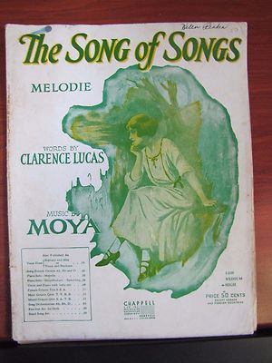 The Song of Songs (Chanson du ceour brise) 1914 sheet music Piano English French