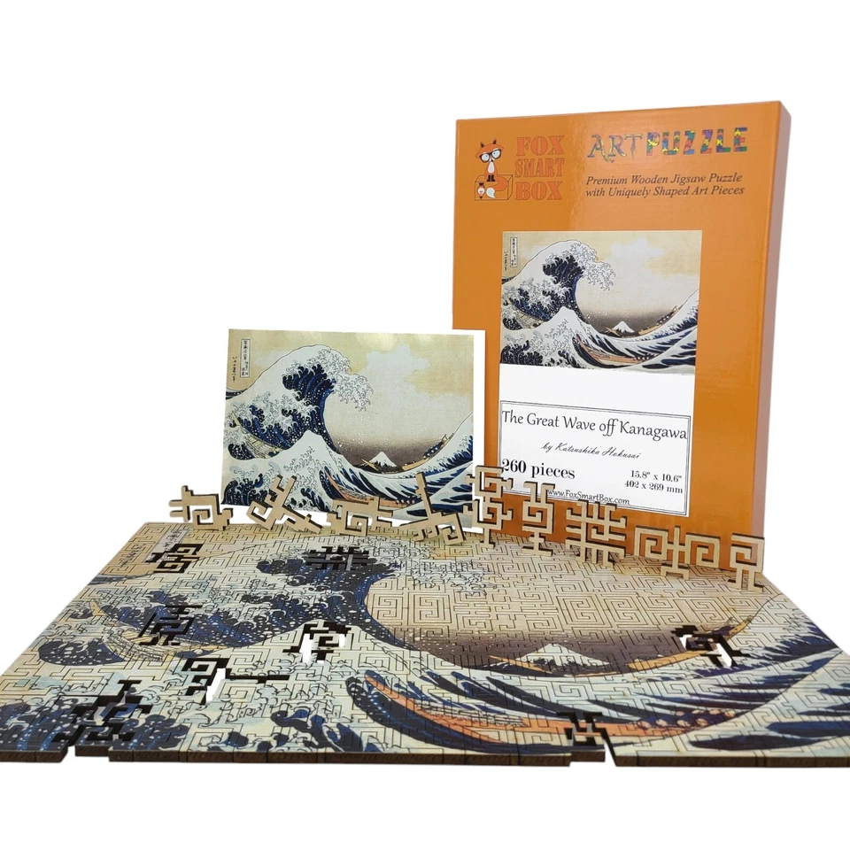 Wooden Puzzle for Adults by FoxSmartBox -Geometric - 260 Pieces - The Great Wave - Image 3 of 4