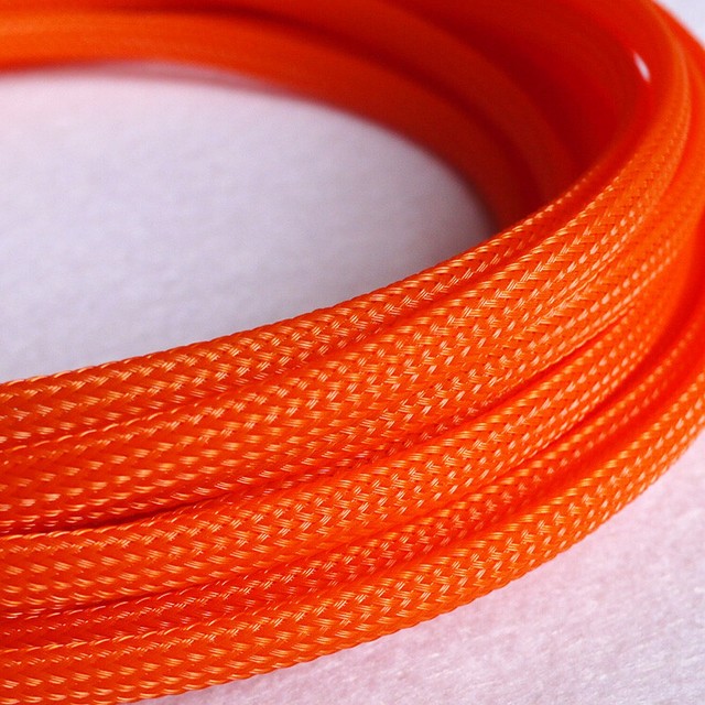 340mm Orange Braided Cable Sleeving/Sheathing PET Auto Wire Sleeve