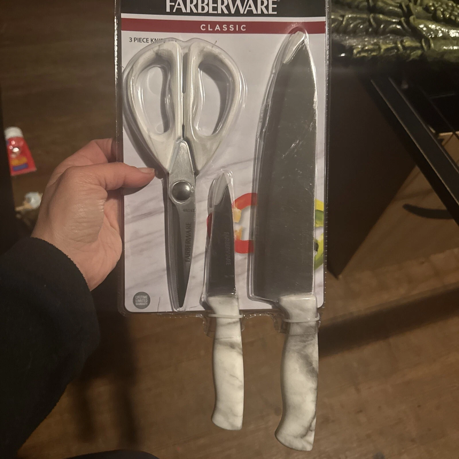 Marble Farberware knife set 3 Piece Chef Knife Paring Knife And Shears New
Opens in a new window or