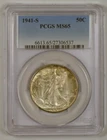 1941-S Walking Liberty Half Dollar From San Francisco Mint Graded MS65 by PCGS