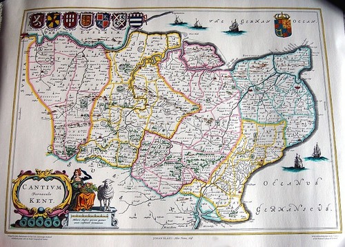 Blaeu Map of Cantium KENT England Atlas Novus 1648~24" x 20" w/ Tube - Picture 2 of 5