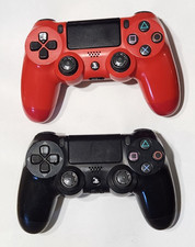 Lot of (2) Sony Playstation PS4 Controllers Black and Red