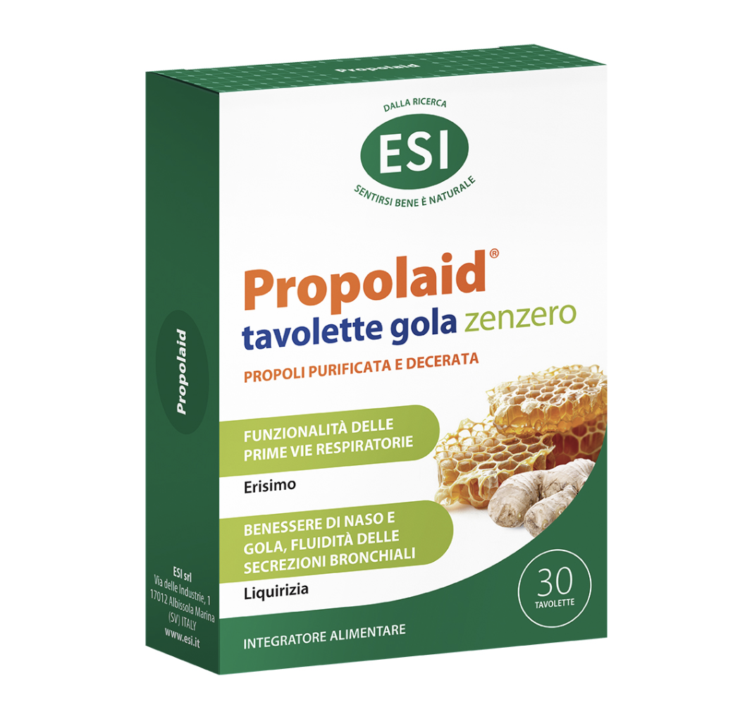 Esi Propolaid Tavolette Gola Gusto Zenzero 30 tavolette masticabili - Integratore per il naso e la gola - Immagine 2