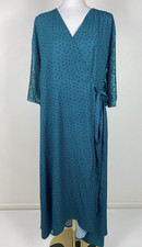 Little Party Dress Green Polka Dot Midi Wrap Plus Size 22 Sequin Sleeve Wedding