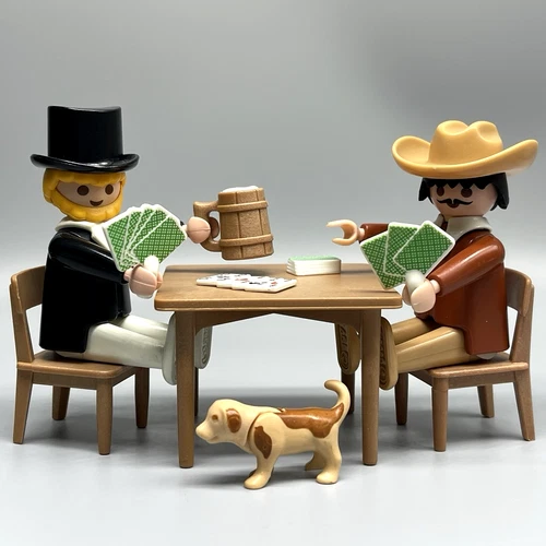 Playmobil Victorian Gentleman Playing Poker Cards Bar Scene Beer Vintage RARE