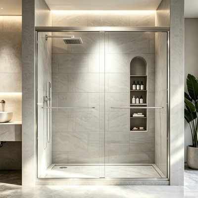 Chrome Shower Door Frameless 60 in.x 72 in.Easy To Install Frameless Shower Door