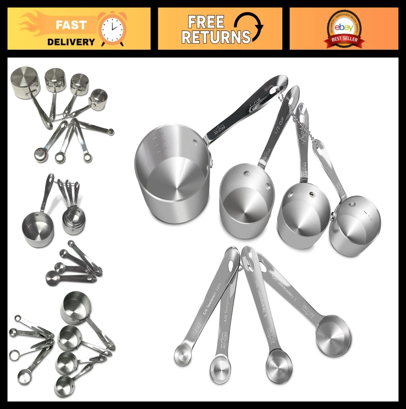 Stainless Steel 8-Piece Measuring Cup & Spoon Set - Kitchen Essential, Durable &