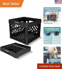 Collapsible Milk Crates For Storage, 25L 1 Pack, 50 lb, Obsidian