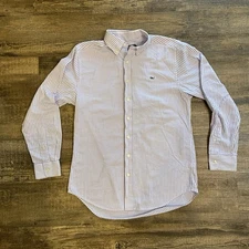 Vineyard Vines Shirt Mens Large Lavender Stripe Slim Fit Long Sleeve EUC Tucker