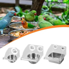 Bird Feeder for Cage Feeder Easy to Install Clear Stainless Steel Bird Bowl Cage