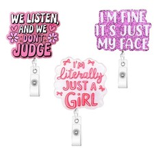 3Pcs Funny Cute Badge Reel Retractable Nurse Gifts Holder Aa-pastel