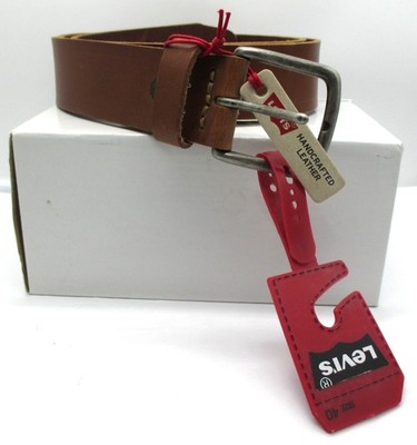 Levi's Handcrafted Leather Belt Men's Size 40 Brown With Antique Buckle NWT