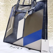 Furla Jove Tote Mesh Multicolor Large Capacity Shoulder Bag Authentic